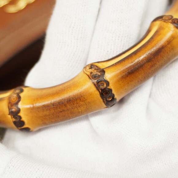 Gucci Bamboo Diana Crystal Handbag 707449 Canvas Leather Brown Beige 2-Way Ba... - Picture 11 of 13